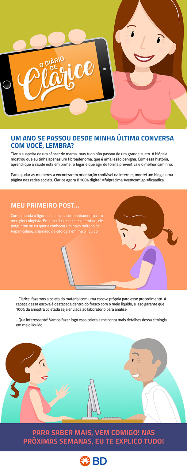 Clarice, personagem para campanha BD Brasil sobre câncer de mama (via GPeS)