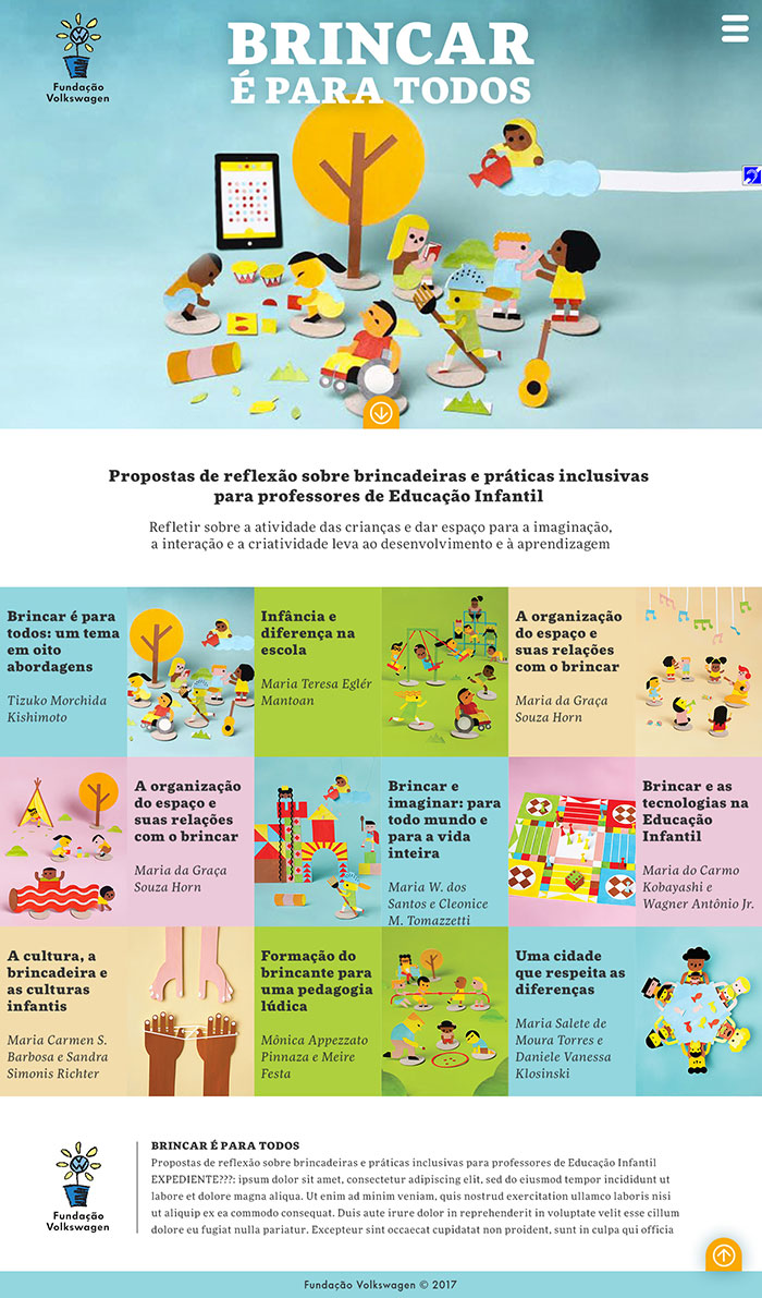 Hotsite Brincar - Fundação Volkswagem - 2017 - Via Nova Escola